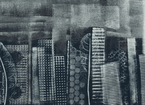 A city-scape mono print