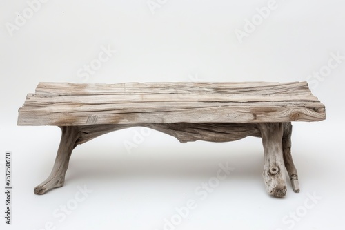 bench that embodies the beauty of nature with its unprocessed wood and tree-stump-like supports.