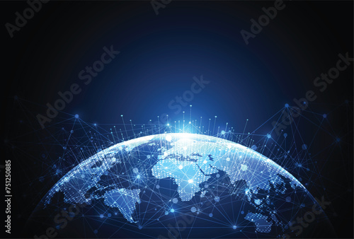 Global network connection. World map point and line composition concept of global business. Vector Illustration