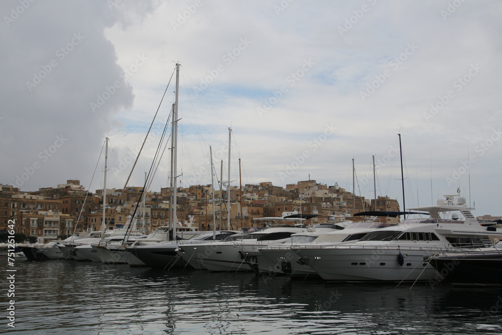 Sailboat in the port of Valletta, Malta 