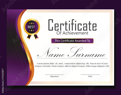 certificate new professional design with dark and gradients pink color 