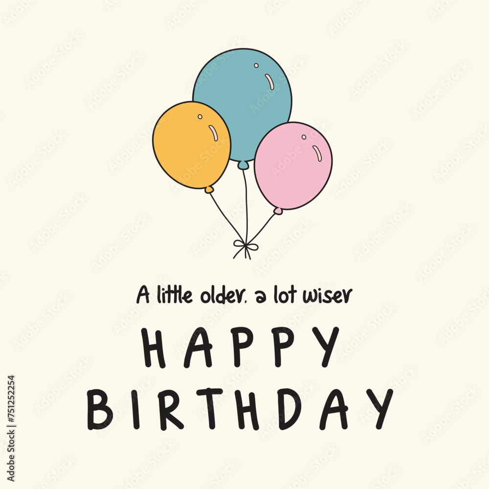 Happy birthday card cute balloons illustration Happy birthday card cute balloons illustration