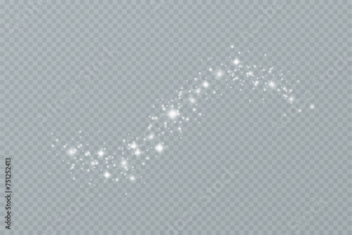 Shining stars.White shiny particles on a transparent background.Sparkling star dust.For packaging of children's toys, gifts, cards, banners.Vector.