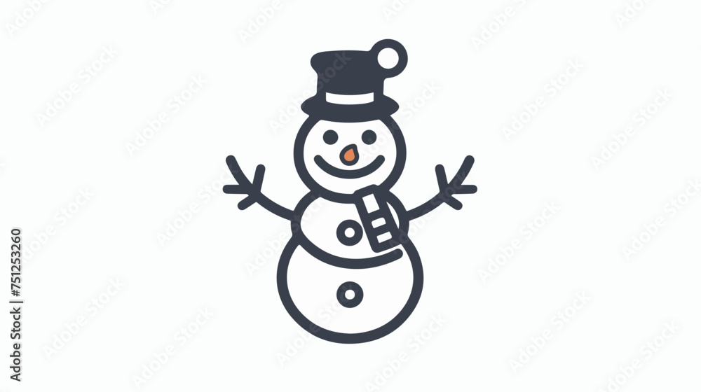 Snowman linear icon. Thin line illustration. 