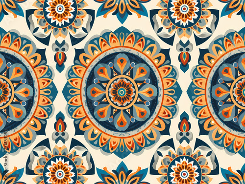 Pattern seamless design white background  wallpaper  flower  fabric  carpet  mandalas  clothing  wrapping  sarong  tablecloth  shape  geometric pattern  ethnic pattern  traditional. illustration