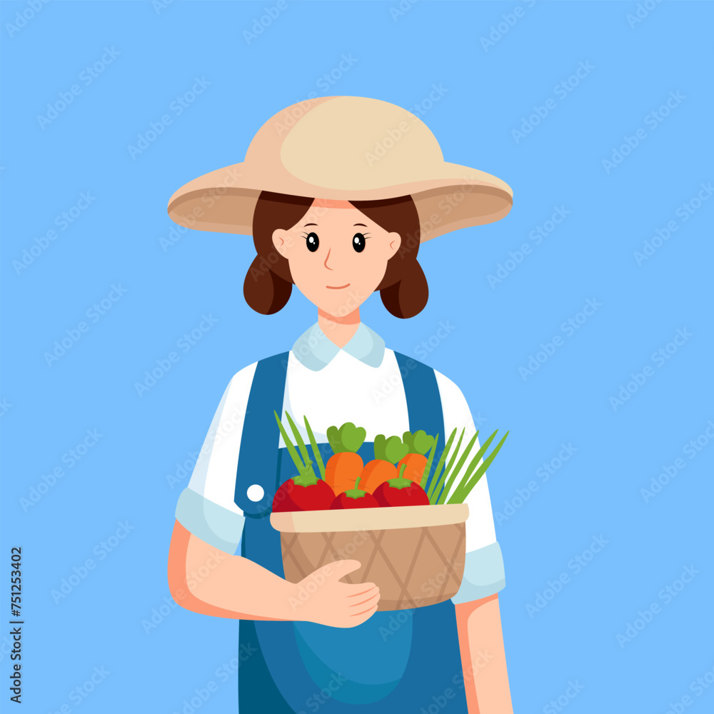 Farmer Girl Profession Character Design Illustration