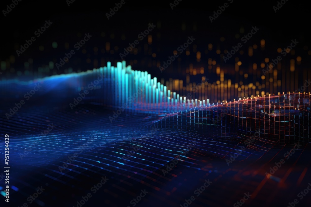 Background with holographic floating data and software coding, Technology internet connection and data analysis digital cyberspace ,Ai generated