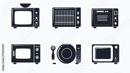Microwave grill icons vector illustration