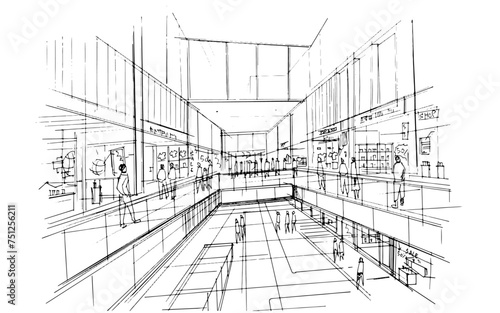 Drawing exterior and interior architectural lines. , Graphic assembly in architecture and interior design work. ,Sketch ideas for interior or exterior designs.