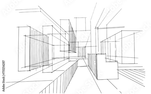 Drawing exterior and interior architectural lines. , Graphic assembly in architecture and interior design work. ,Sketch ideas for interior or exterior designs.