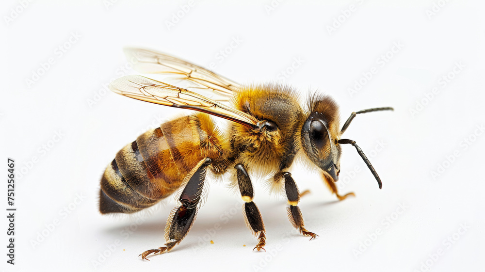 Detailed image of a honeybee showcasing its intricate wing structure. Detailed image of a honeybee showcasing its intricate wing structure.