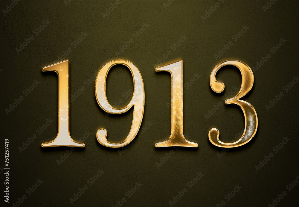 Old gold effect of year 1913 with 3D glossy style Mockup. Old gold effect of year 1913 with 3D glossy style Mockup.