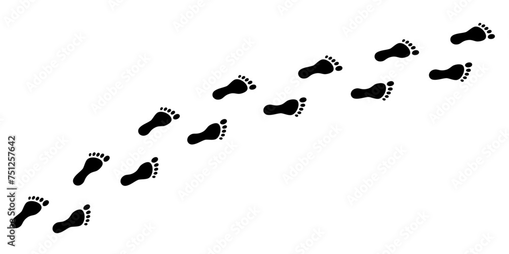 Human step footprints paths. Step by step vector isolated on white background. Road of human feet. Human step footprints paths. Step by step vector isolated on white background. Road of human feet.