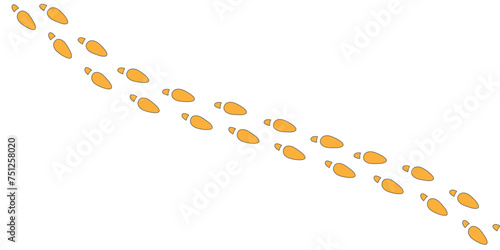 Human step footprints paths. Step by step vector isolated on white background. Trace of foot prints of person in boots. Track from shoe sole prints. Road of human feet.