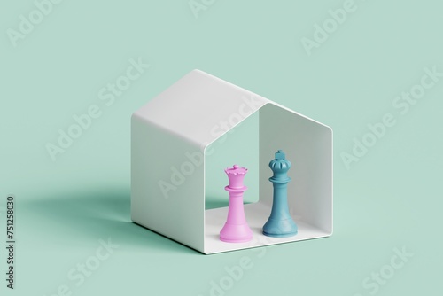 Chess pieces LGBT concept. 3d illustration. photo