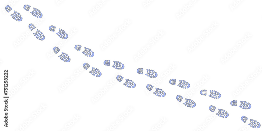 Human step footprints paths. Step by step vector isolated on white background. Trace of foot prints of person in boots. Track from shoe sole prints. Road of human feet. Human step footprints paths. Step by step vector isolated on white background. Trace of foot prints of person in boots. Track from shoe sole prints. Road of human feet.