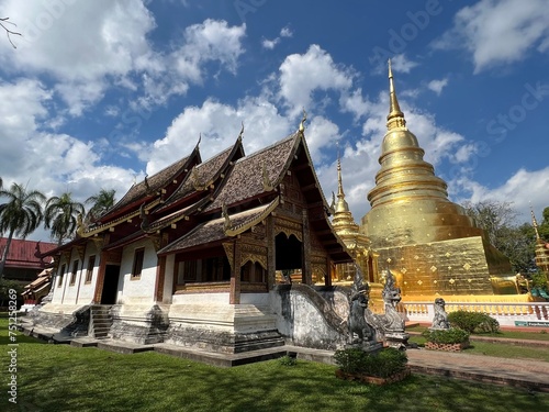Wat phra singh temple is the most famous landmark in Chiang Mai, Thailand