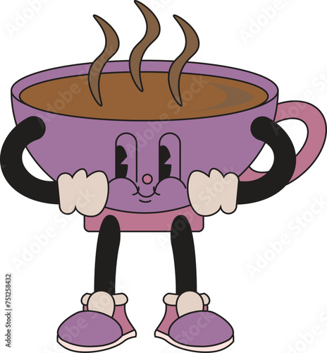 Cute characters cups of coffee