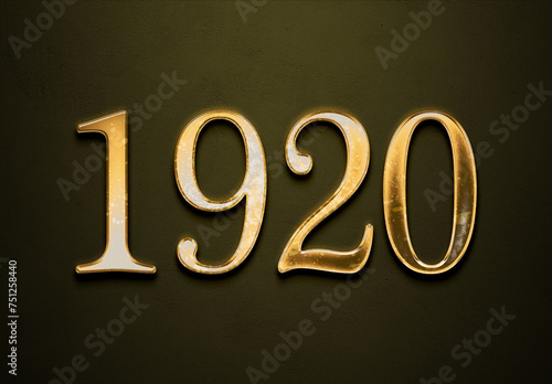 Old gold effect of year 1920 with 3D glossy style Mockup. 