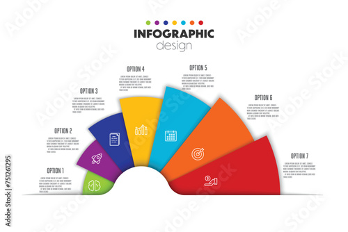 Vector infographic semi circle small to large template diagrame. Business concept 5 step for presentation.