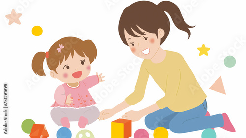 遊んでいる子供と親 ファミリーイメージ