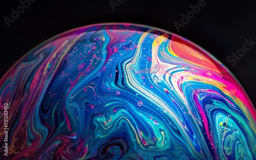 A colorful, swirling mass of paint that looks like a planet
