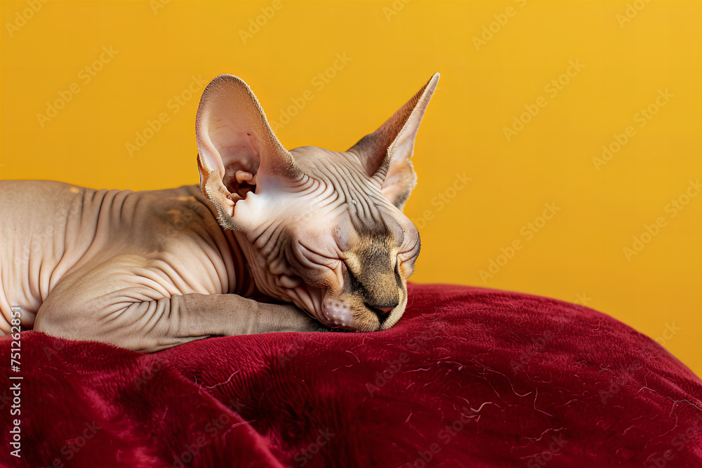 Sphinx Cats Luxurious Nap on a Velvet Cushion Banner