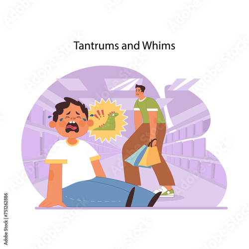 Shopping challenges concept. Flat vector illustration