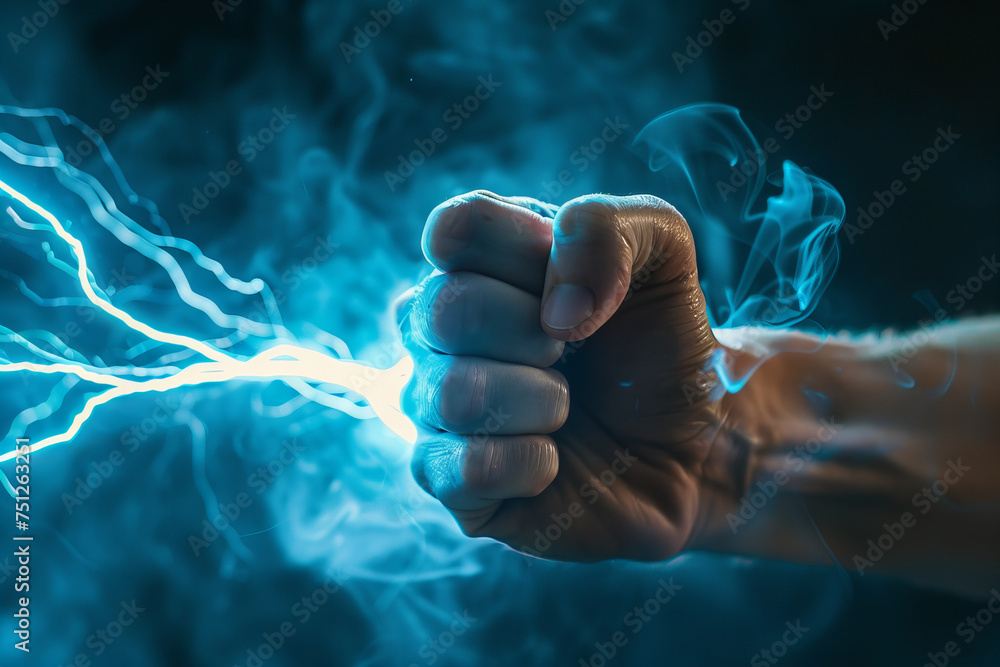 Electric Power Surge Through Human Fist Dynamic Banner