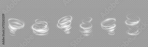 Vector tornado white, winter whirlwind white , light funnel white , swirling white lines light. Festive twirl design element. Vector png.	
