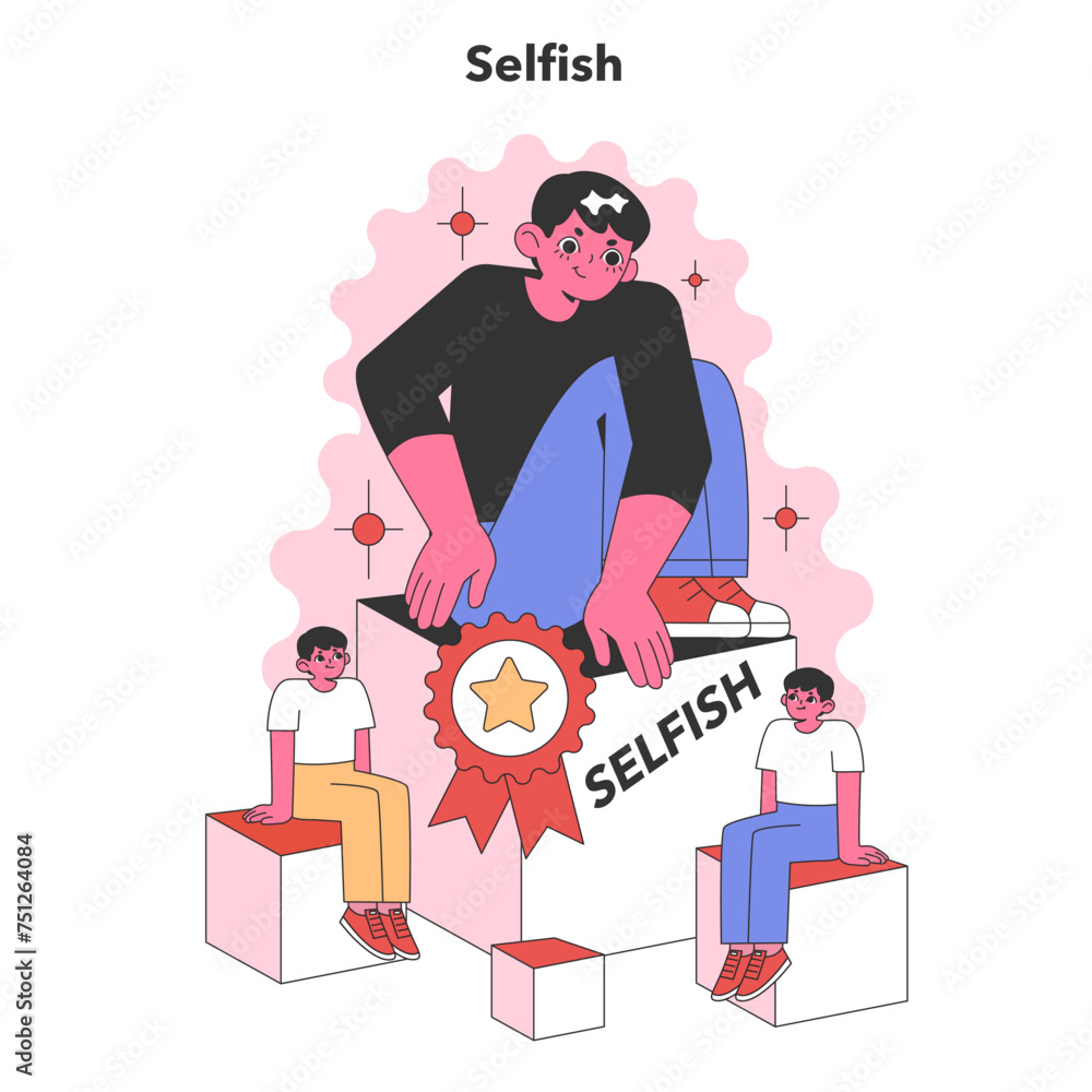 Selfishness concept.. Flat vector illustration Selfishness concept.. Flat vector illustration