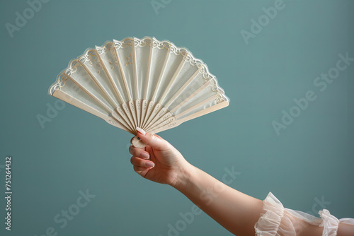Elegant Cream Lace Handheld Fan Presented with Grace and Style - Decorative Banner