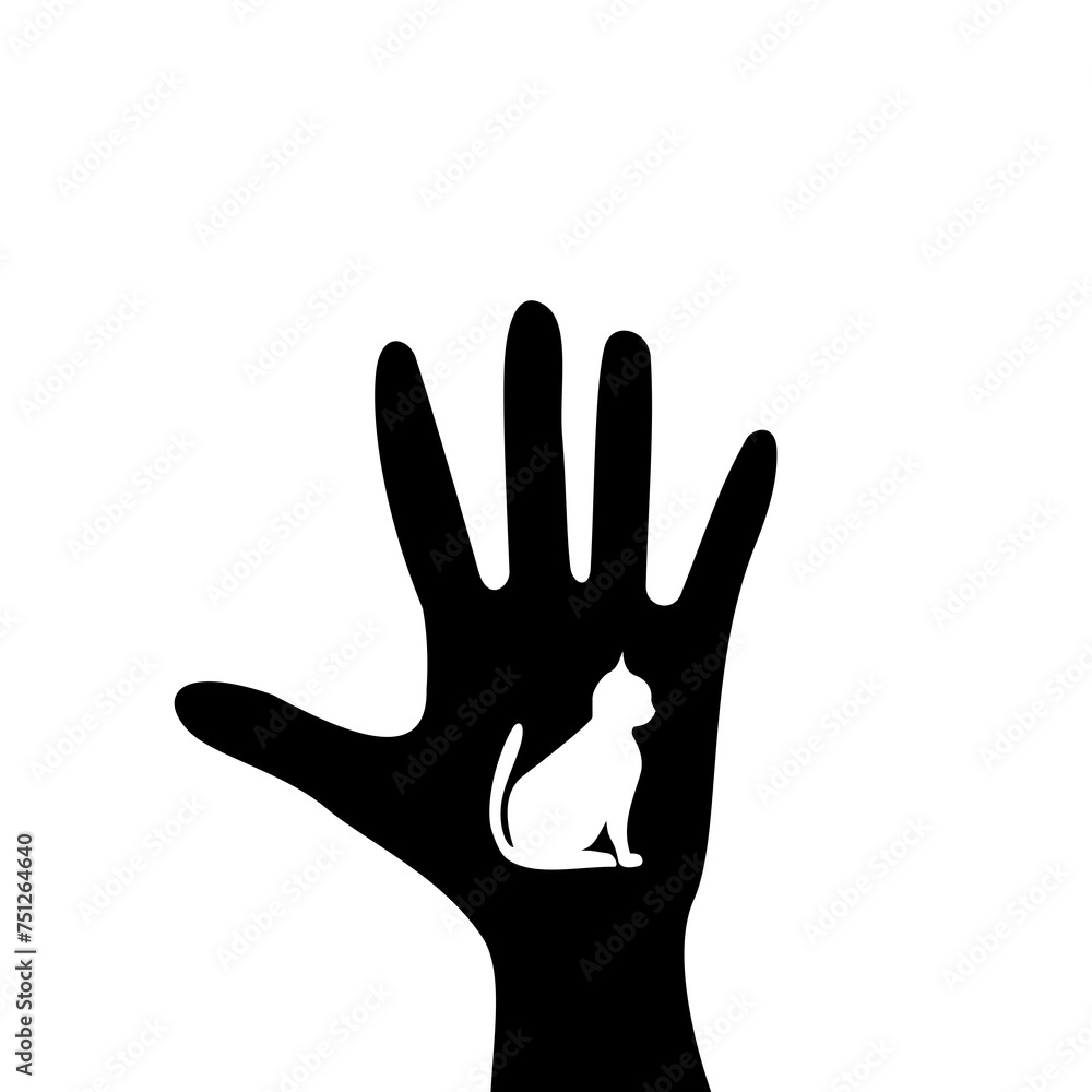 Human hand cat icon isolated on transparent background Human hand cat icon isolated on transparent background