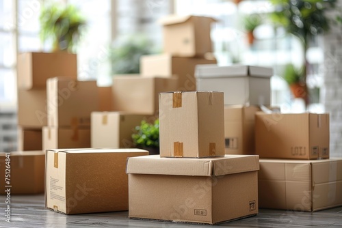 a bunch of moving boxes in a house of all different types and sizes professional photography © NikahGeh