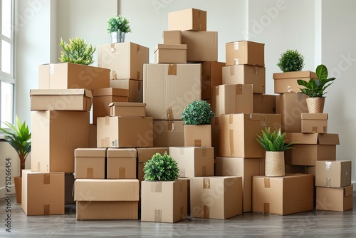 a bunch of moving boxes in a house of all different types and sizes professional photography © NikahGeh