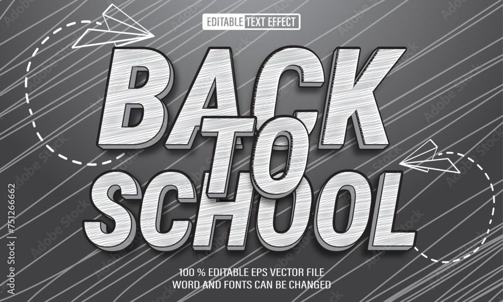 Editable 3d text style effect - Back To School text effect Template Editable 3d text style effect - Back To School text effect Template