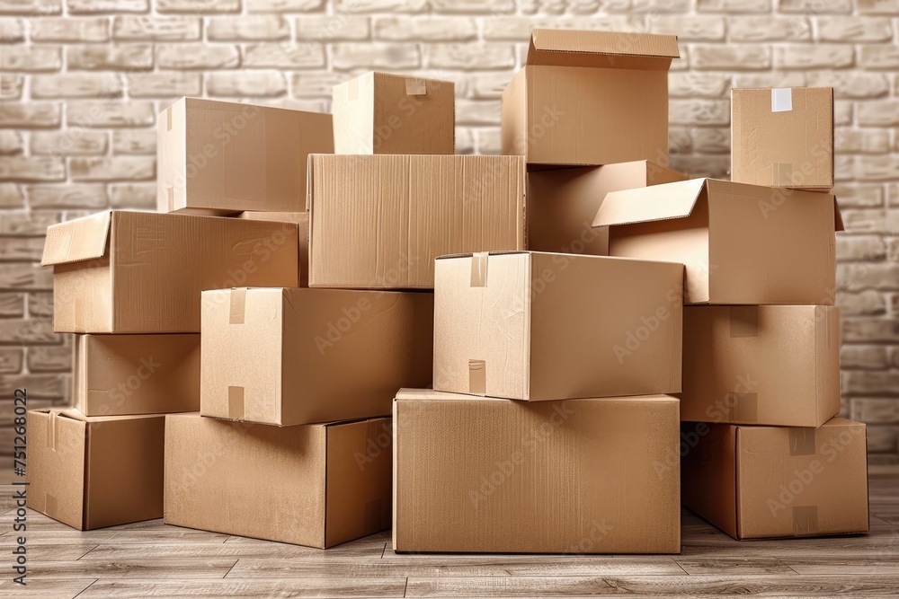 a bunch of moving boxes in a house of all different types and sizes professional photography