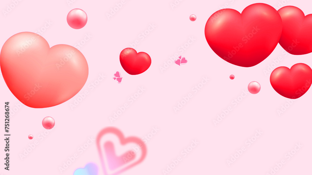 red hearts on Pink Illustrative background design 