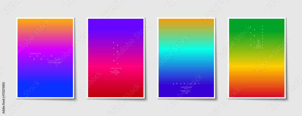 Multicolored abstract gradient graphic background collection. Modern design patterns for covers, magazine, poster, brochures and banner. Vector, Illustrator, EPS.