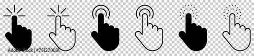 Set of hand cursors icons. Vector illustration isolated on transparent background