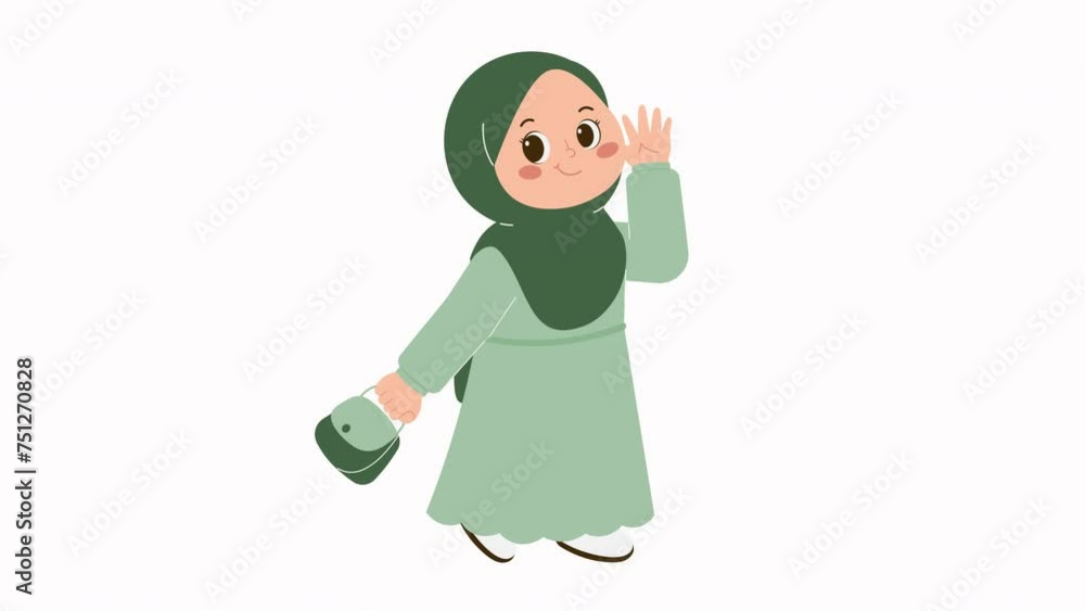 Cute Hijab Girl going for Shopping Animation Cute Hijab Girl going for Shopping Animation