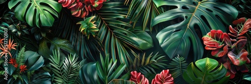 Hand-drawn vintage 3D illustration of exotic foliage, perfect for creating a luxurious tropical ambiance © PinkiePie