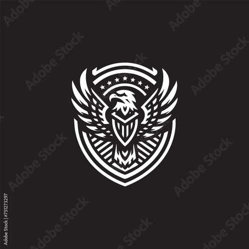 Black and white eagle logo vector illustration   Badge Design   flying eagle vector illustration  eagle design