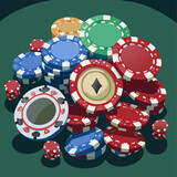 cartoon stack casino chips for poker game. illustration vector 10 eps