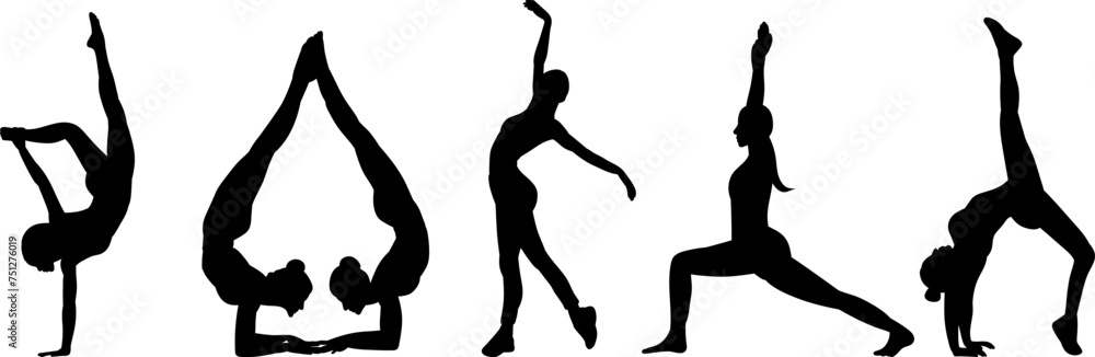 silhouette of a female gymnast, on a white background vector silhouette of a female gymnast, on a white background vector