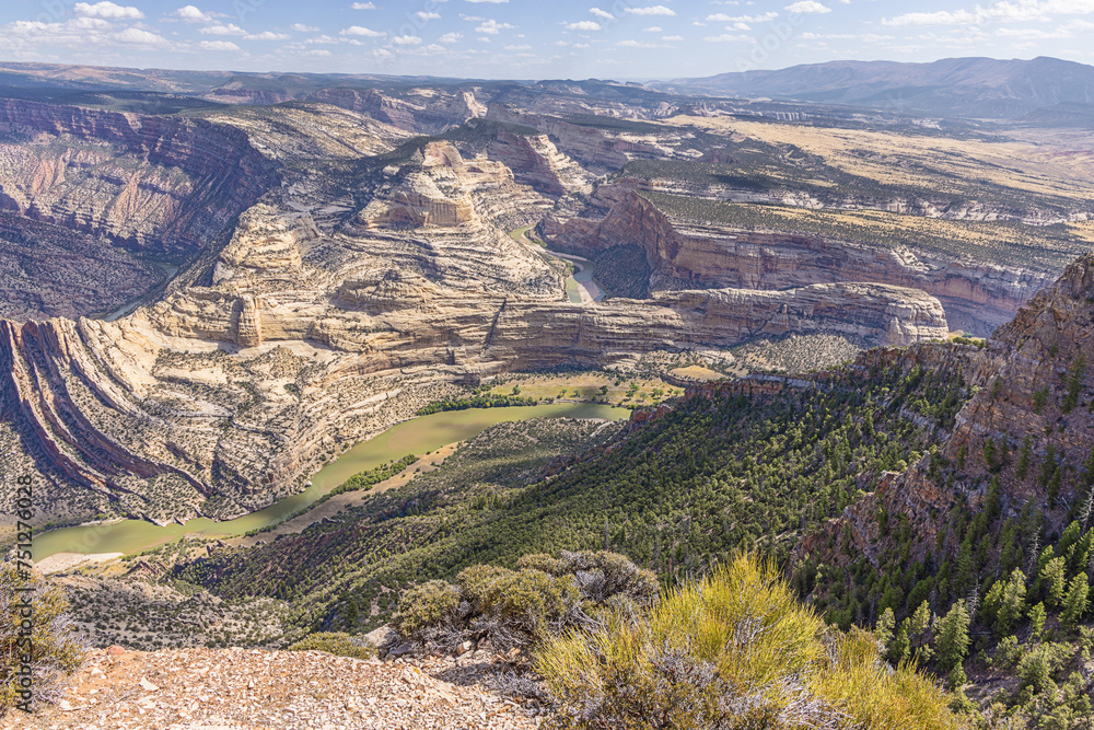 The meanders of the Green River cutting deeply in the landscape seen from Harper's Trail in the Dinosaur National Monument
