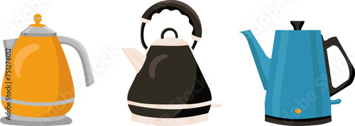 set of electric kettle in flat style vector