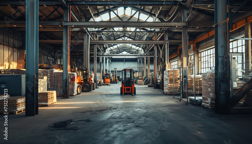 factory building with forklift