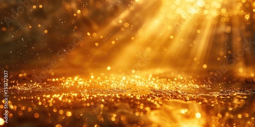 A rain of golden confetti that turns into a party. Generative Ai © Planum