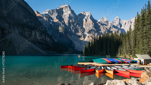 Canoes on the Moraine Lake photo